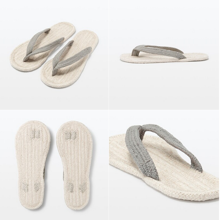 Muji Room Sandal - tongues tissus, NATUREL et gris - 2