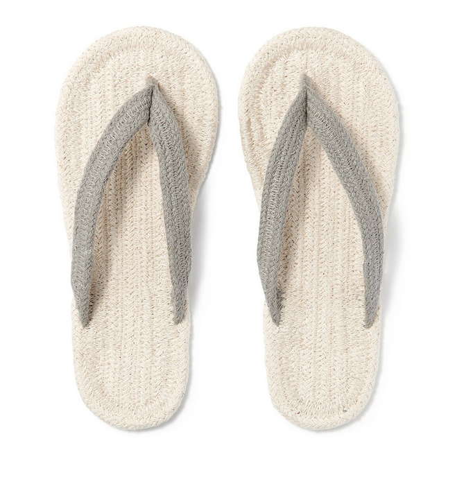 Muji Room Sandal - tongues tissus, NATUREL et gris - 0