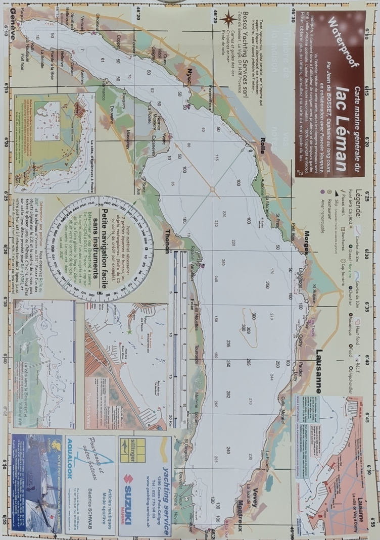 Carte Lac Léman plastifiée